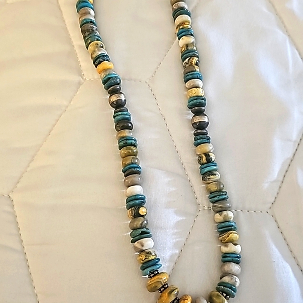 Bumblebee Jasper & Turquoise Sterling Silver Necklace